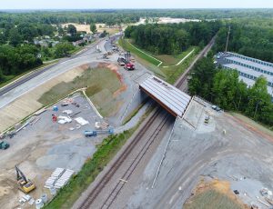 Aerial view of Route 638 extension construction