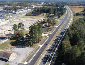 Aerial view of Portsmouth Boulevard and Nansemond Parkway roadway