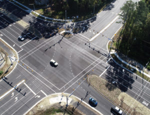 Aerial view of Portsmouth Boulevard and Nansemond Parkway roadway