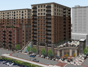 Rendering of mixed-use building in River Place