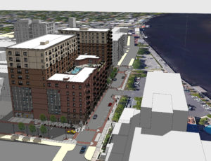 Rendering of mixed-use building in River Place