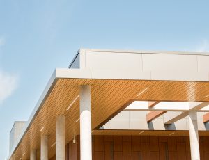 Close-up of building details for the exterior of Academies of Loudoun