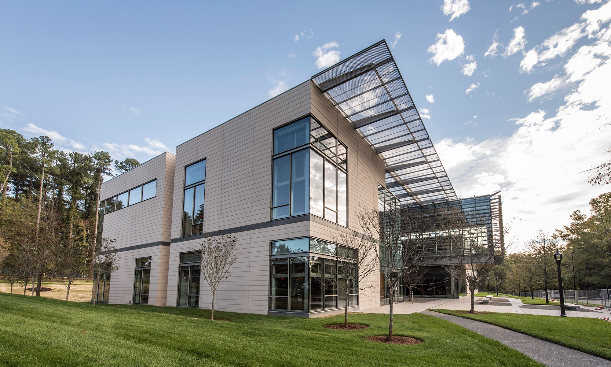 Exterior of Duke's Rubenstein Arts Center