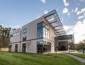 Exterior of Duke's Rubenstein Arts Center