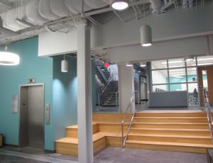 Elevator and stairs inside Rita Liddy Hollings Science Center