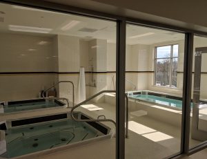 Jacuzzis and pool inside UMDBC Event Center