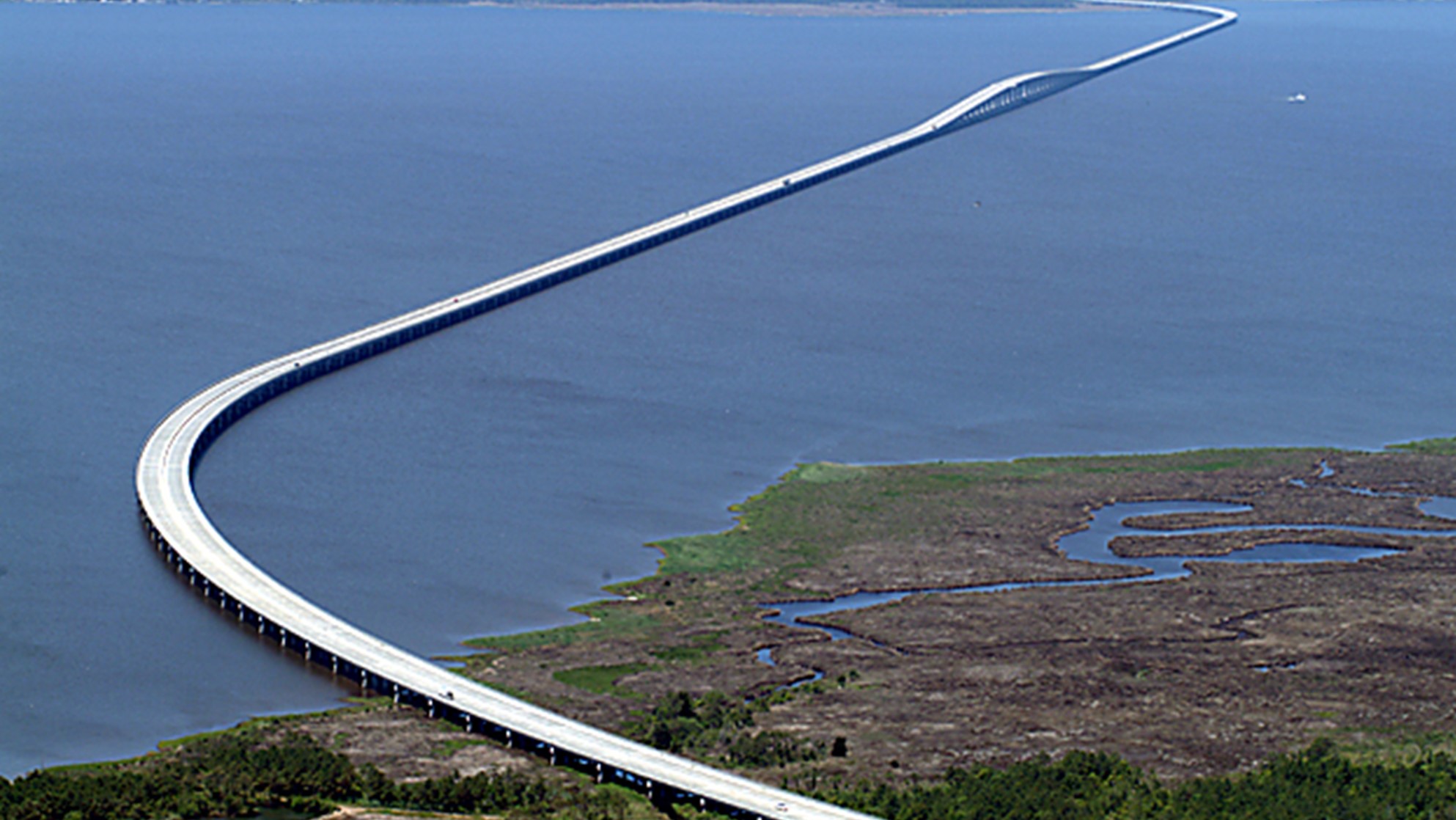 Aerial view of Virginia Dare Memorial Bridge