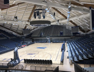 Inside Finneran Pavilion basketball arena