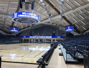 Basketball court inside Finneran Pavilion