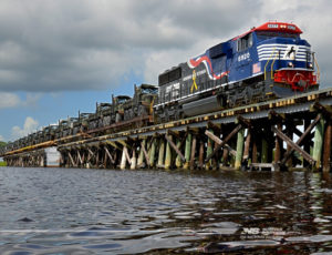 Train going across Onslow Bridge